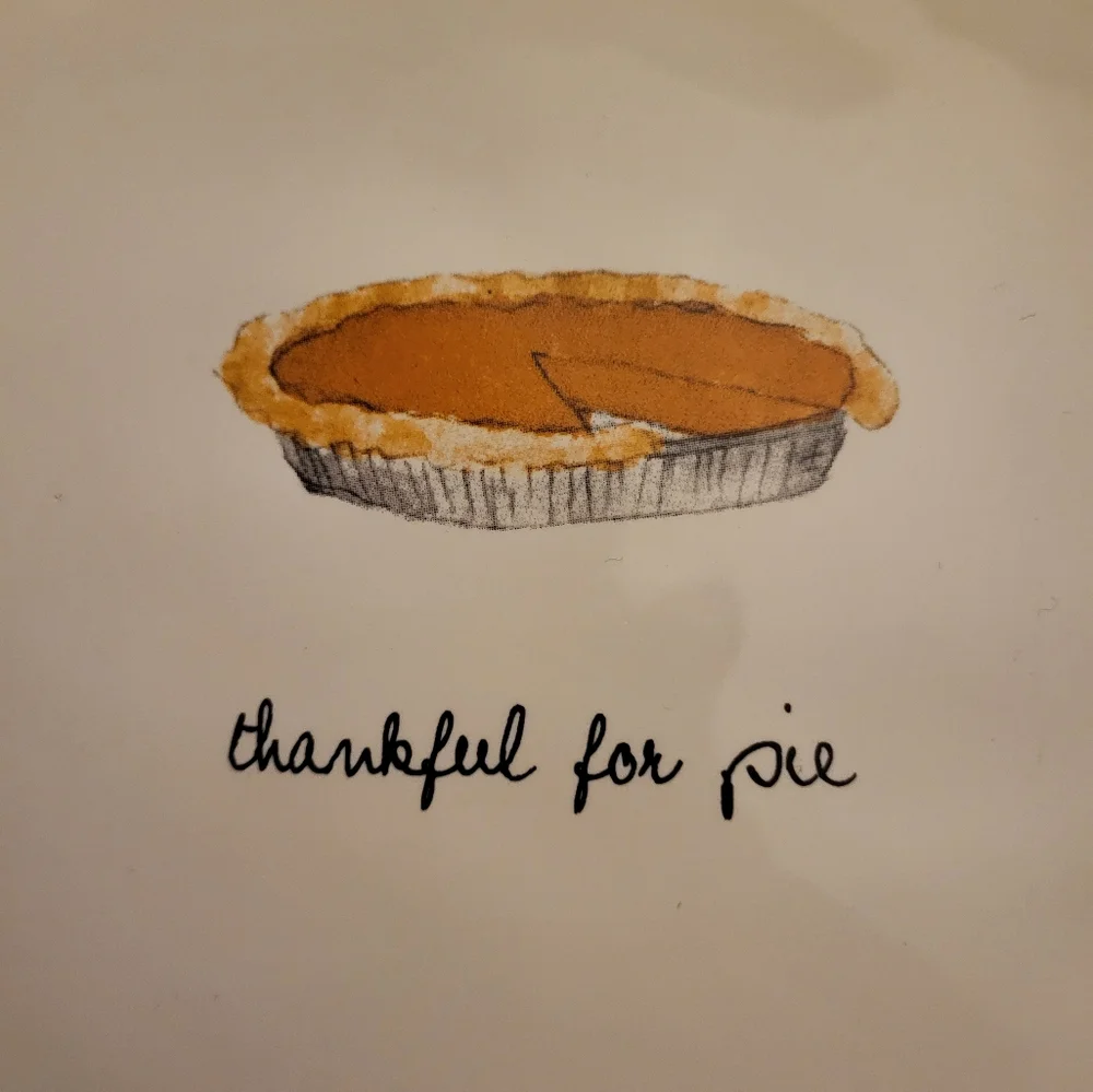 Rae Dunn Cream Pie Dish with Orange Pie Design
